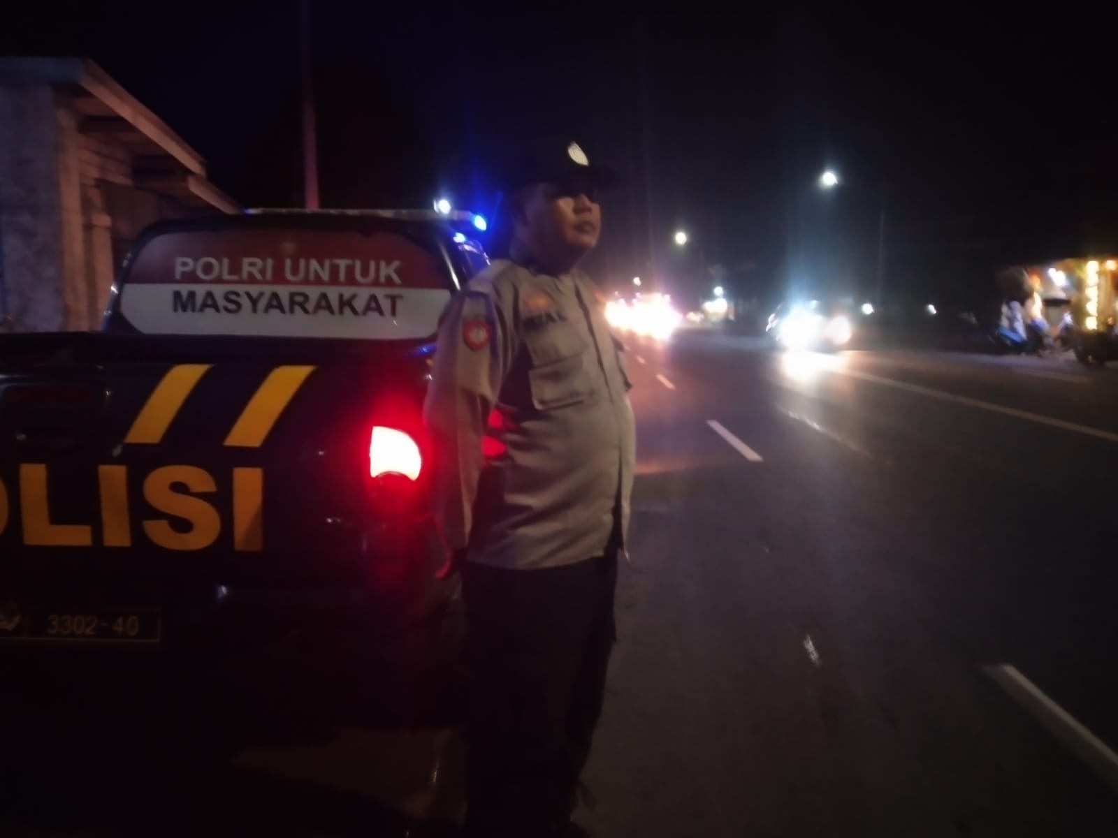 Patroli Malam Hari Polsek di Sepanjang Jalan Raya Ranuyoso Antisipasi Kejahatan Jalanan
