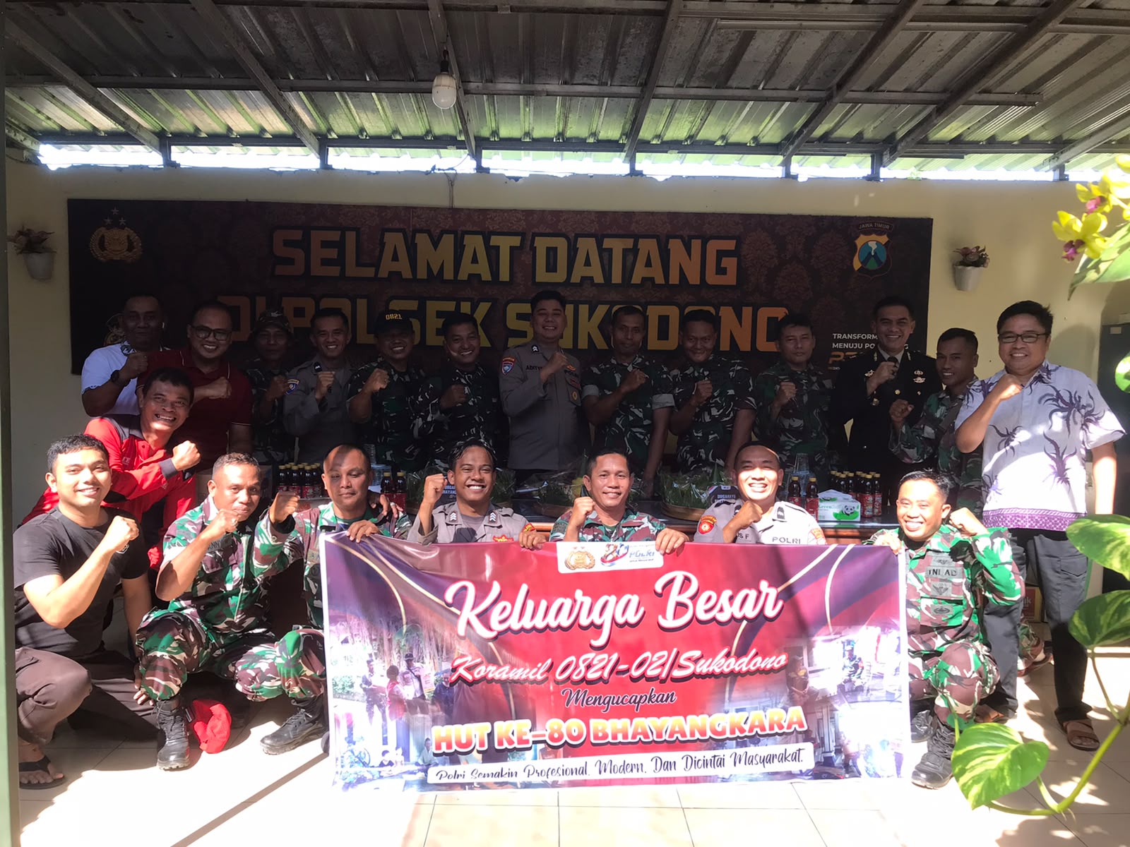Polsek dan Koramil Sukodono Gelar Tasyakuran HUT Bhayangkara ke-80, Perkuat Soliditas TNI-Polri