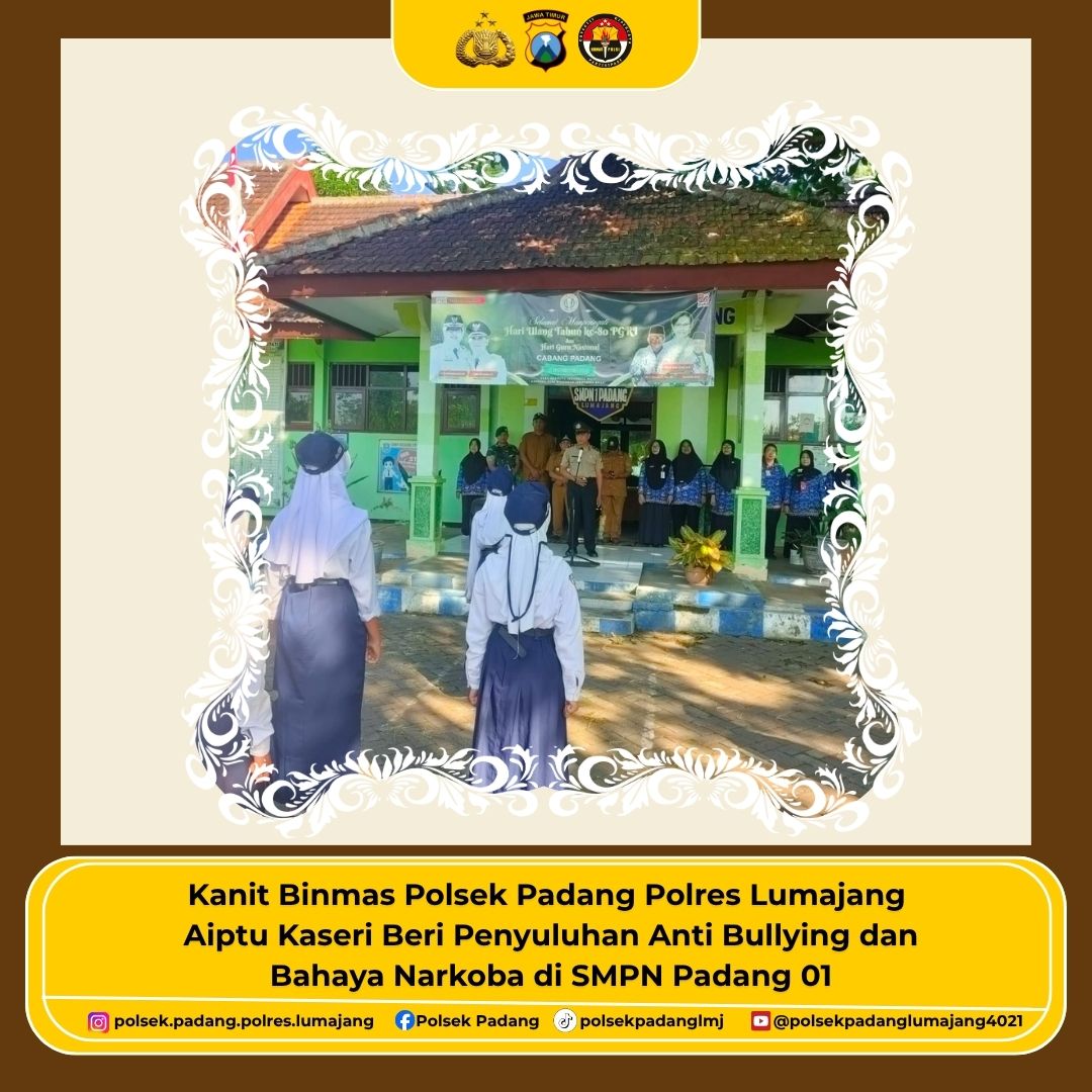 Police Go To School, Bhabinkamtibmas Polsek Padang jadi Irup Upacara Bendera